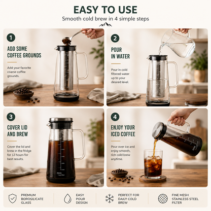 NorthBrew™ Cold Brew Glass Carafe | 34oz Airtight Borosilicate Brewer