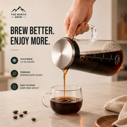 NorthBrew™ Cold Brew Glass Carafe | 34oz Airtight Borosilicate Brewer