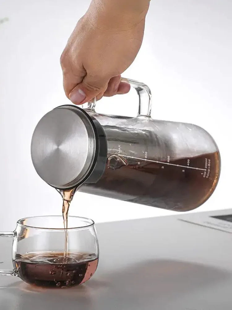 Leeseph Airtight Cold Brew Iced Coffee Maker and Tea Infuser- 1.0L / 34oz Glass Carafe with Removable Stainless Steel Filter