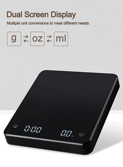 1Set Electronic Coffee Scale with Silicone Pad Digital Coffee Scale with Timer LED Display USB Charging Home Cafe Use Good Gift