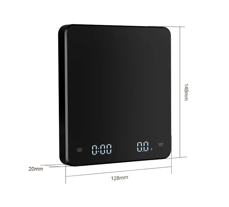 1Set Electronic Coffee Scale with Silicone Pad Digital Coffee Scale with Timer LED Display USB Charging Home Cafe Use Good Gift